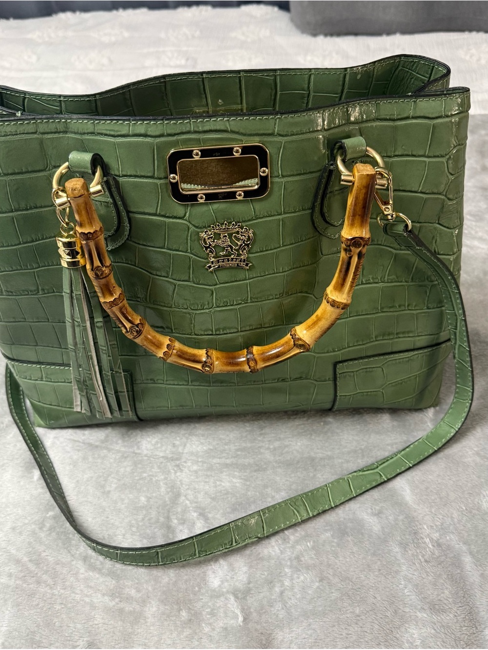 Green Croc-Embossed Tote PRATESI FIRENZE